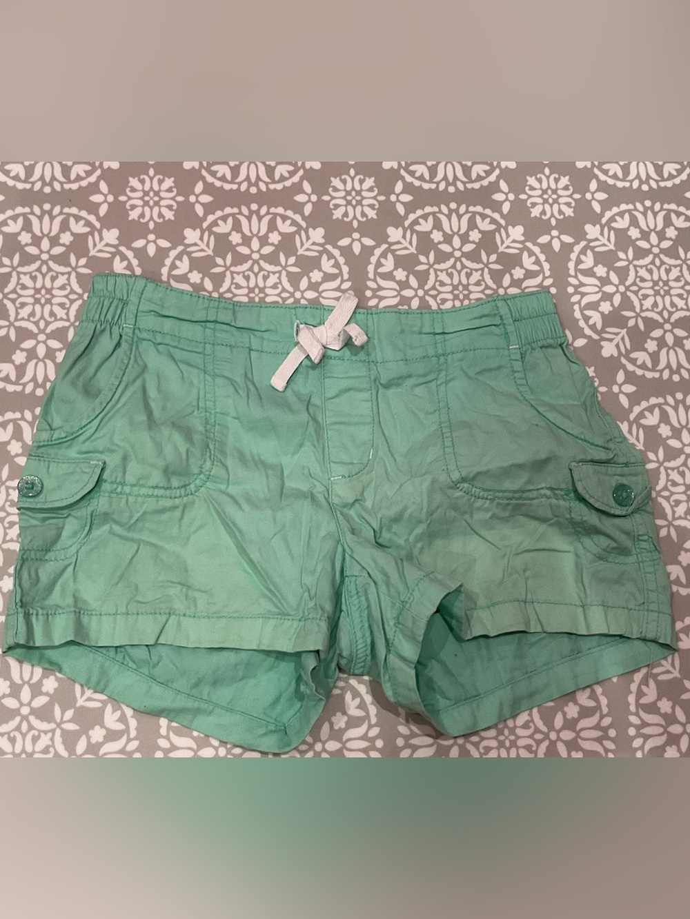 Basic Editions Girls Mint Green Cargo Shorts Size L (10/12) Like New